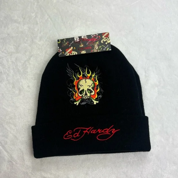 Ed Hardy | Accessories | Ed Hardy Black Beanie With Skull  display picture 2
